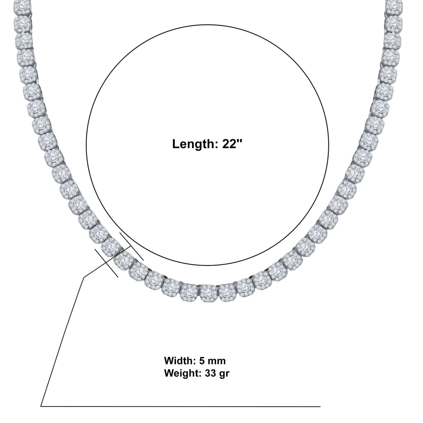 ICECUBE 925 SILVER SQUARE TENNIS CHAIN