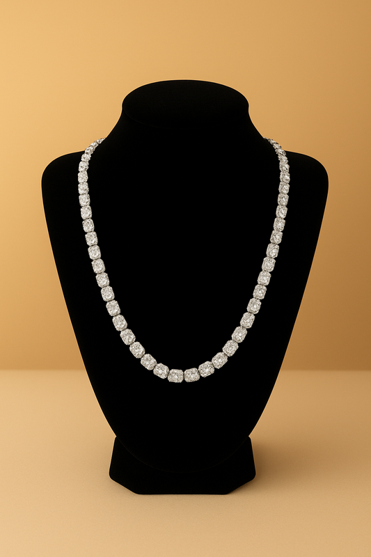 ICECUBE 925 SILVER SQUARE TENNIS CHAIN
